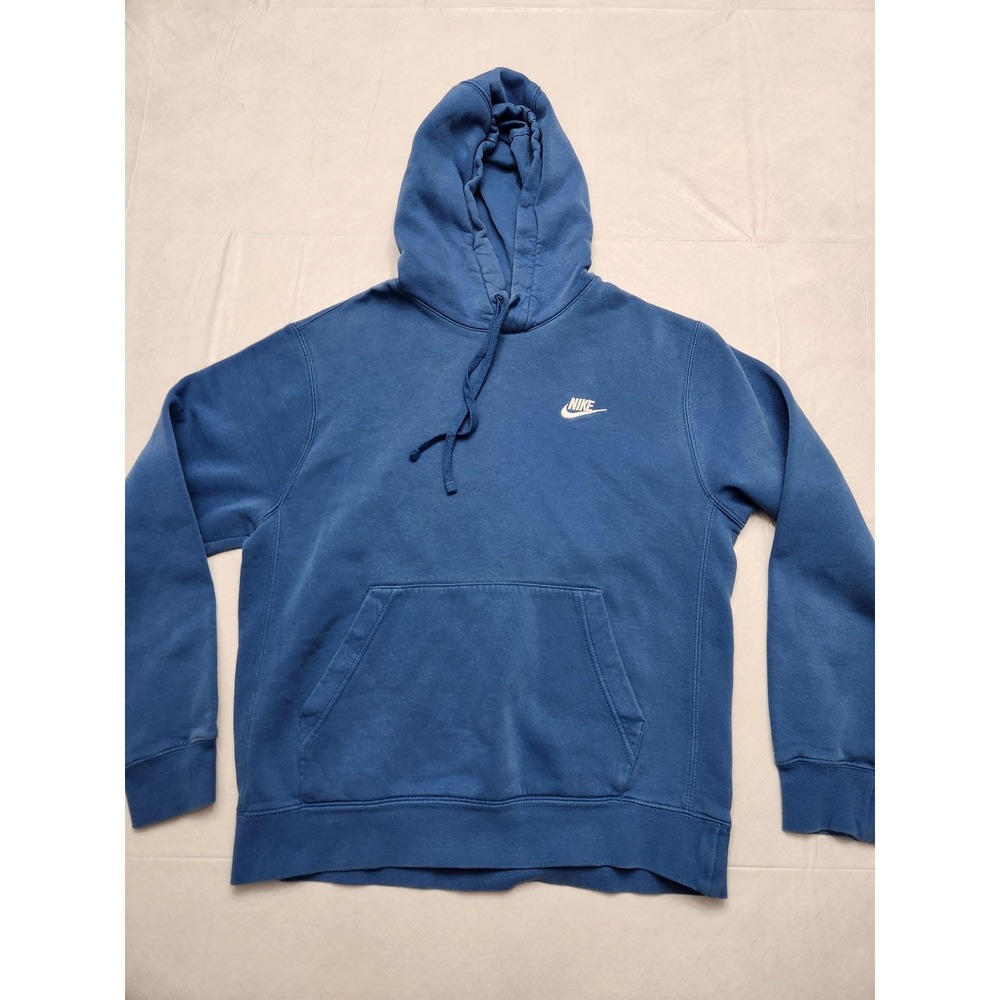 Nike Club Fleece‎ Hoodie Mens Medium Blue Pullover Swoosh Logo BV2654-407